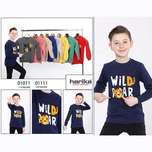 Harika Çocuk 01111 Erkek Çocuk Wild Bear Süzine Nakışlı 2 İp Penye Sweat 5-8 Yaş