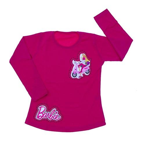 Ayhan Tekstil Kız Çocuk Motorlu Barbie Nakışlı Taşlı Penye Badi 8-12 Yaş