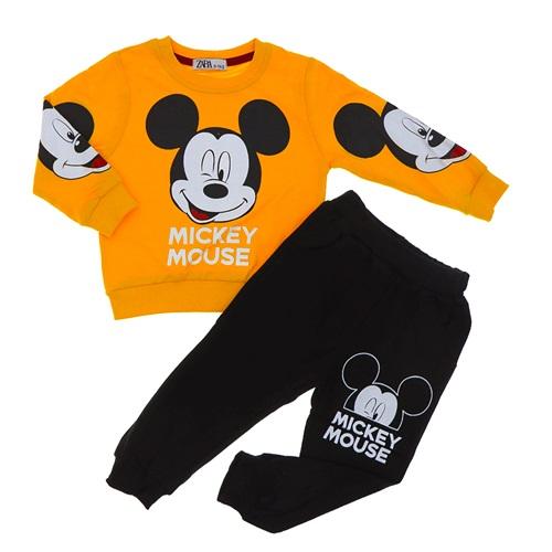 Zara 007 Erkek Çocuk 2 İp Şardonsuz Önü Kolu Mickey Mause Bas Takım 3-6 Yaş