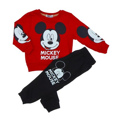 Zara 007 Erkek Çocuk 2 İp Şardonsuz Önü Kolu Mickey Mause Bas Takım 7-10 Yaş