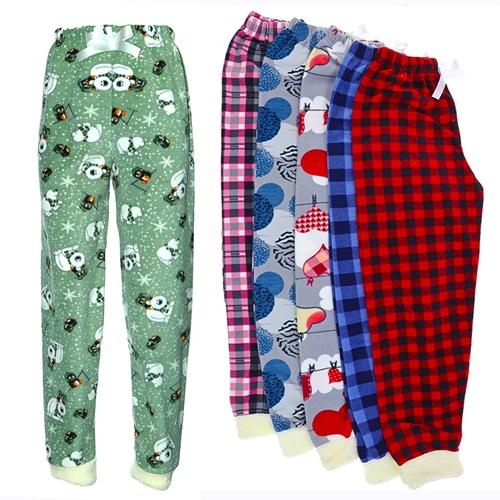 Güldür Bayan Desenli Polar Pijama Tek Alt M-2XL