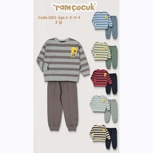 Ram 1051 Erkek Çocuk Pluto Çizgili Penye Takım 1-4 Yaş