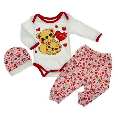 Hopi Bebe Aylı Çıtçıtlı Patiksiz 3 Lü Penye Zıbın Takım 3-6-9- Ay