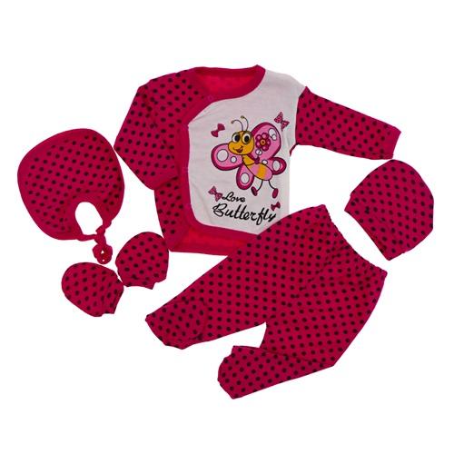 Hopi Bebe Kelebek Çıtçıtlı 5 Li Penye Zıbın Takım 6-9-12 Ay