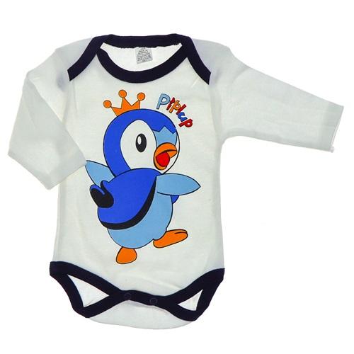 Hopi Bebe Penguen Baskılı Çıtçıtlı Patiksiz Uzun Kol Badi Zıbın 6-18- Ay