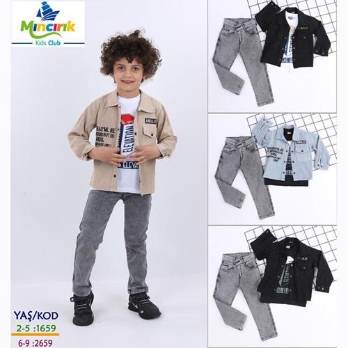 Mıncırık Kids 1659 Erkek Çocuk And & 10 Nakışlı 3 Lü Gömlekli Takım 2-5 Yaş