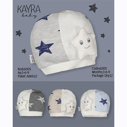 Kayra 6005 Erkek Bebe Penye Yıldız Mobil Şapka Bere 0-3 Ay