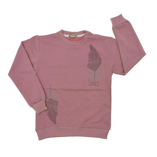 Almila 1126 Kız Çocuk Space Nak Taşlı Penye Sıfır Yaka Sweat 9-12 Yaş