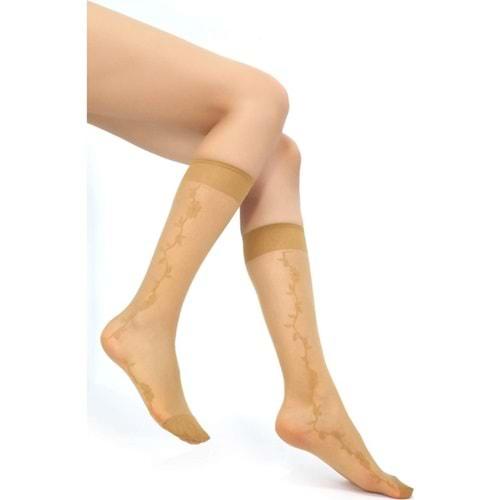 Özge Bayan Kalın Desenli Dizaltı Çorap