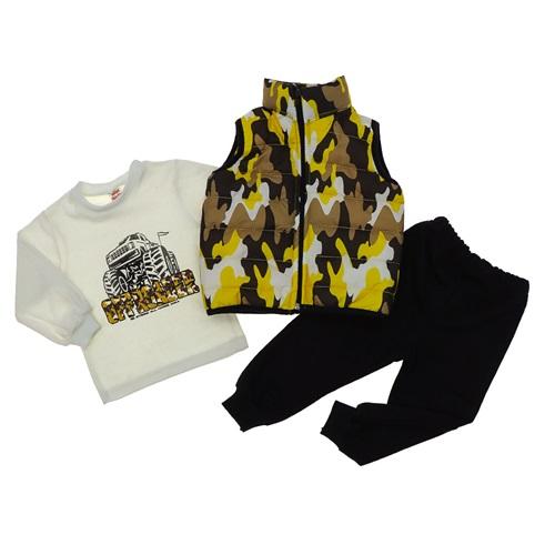 Mini İkizler 501 Erkek Çocuk Kamuflaj Bas Yelekli 3 lü Takım 2-4 Yaş