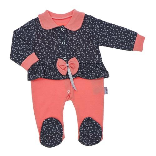 Blue Armi 845 Kız Bebe Fırfırlı Fiyonklu Penye Tulum 3-9 Ay