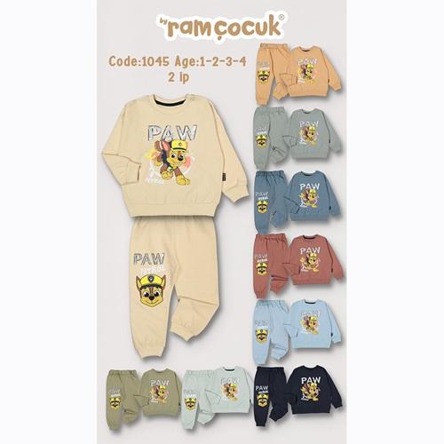 Ram 1045 Erkek Çocuk Paw Bas Sıfır Yaka Penye Takım 1-4 Yaş