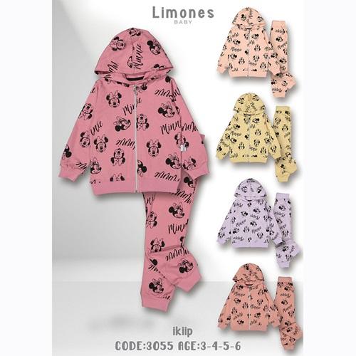Limones 3055 Kız Çocuk 2 İp Fermuarlı Minni Baskılı Takım 3-6 Yaş