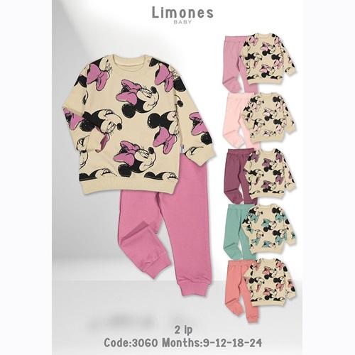 Limones 3060 Kız Bebe 2 İp Minni Baskılı Takım 9-24 Ay