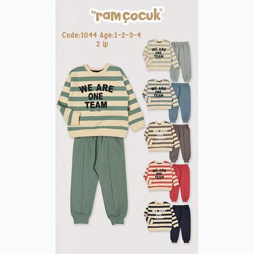 Ram 1044 Erkek Çocuk One Time Bas Sıfır Yaka Penye Takım 1-4 Yaş
