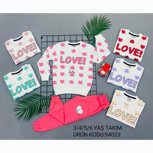 Tomıca 94023 Kız Çocuk Penye Love Kalp Baskılı Takım 3-6 Yaş