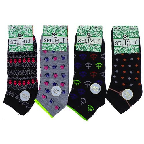 Selimli Bayan Likralı Desenli Mevsimlik Patik Çorap