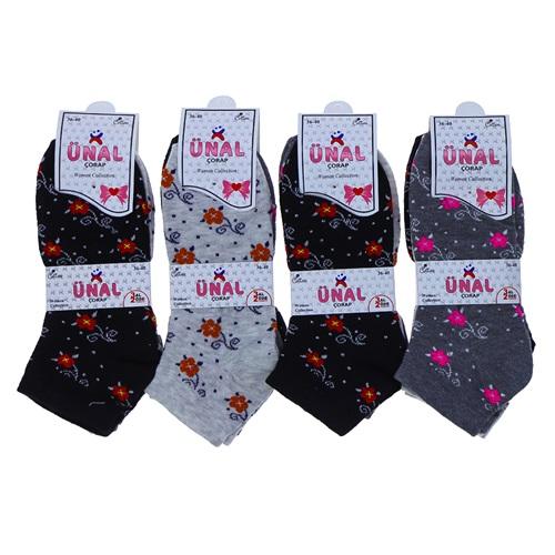 Ünal Bayan Likralı Desenli Patik Çorap