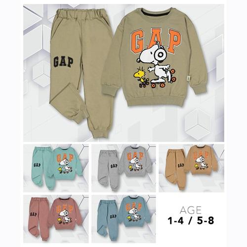 One Boys 620 Erkek Çocuk Sıfır Yaka Gap Kaykaylı Köpek Baskılı 2 İp Takım 1-4 Yaş