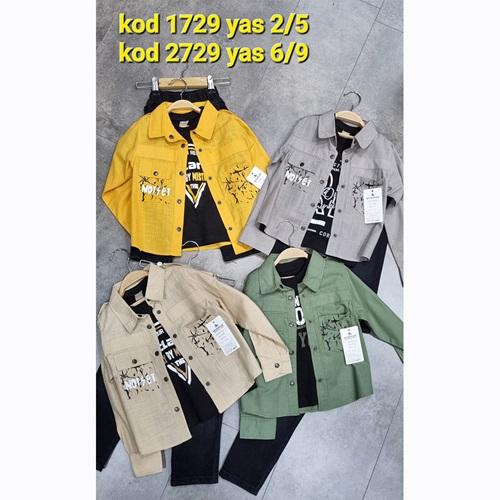 Mıncırık Kids 1729 Erkek Çocuk Engla Badmıntom Te Baskılı 3 Lü Gömlekli Takım 2-5 Yaş