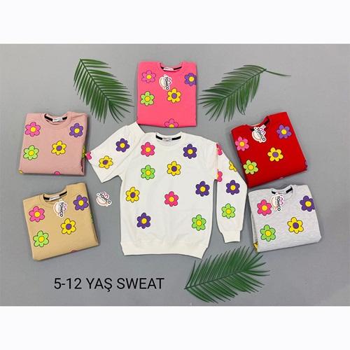 Erenbey 93022 Kız Çocuk Penye Papatya Baskılı Sweat 5-8 Yaş