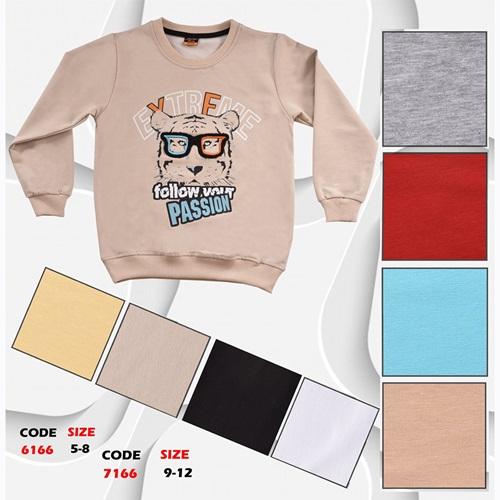 Kırmızı 7166 Erkek Çocuk Extreme Passıon Baskılı Sıfır Yaka 2 İp Penye Sweat 9-12 Yaş