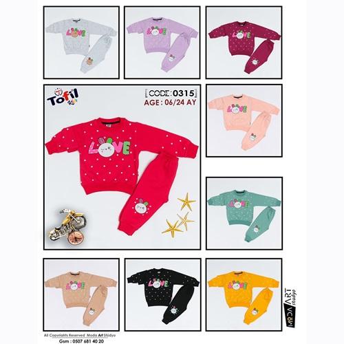 Tofil 0315 Kız Çocuk Love Basklı 2 İplik Takım 06-24 Ay
