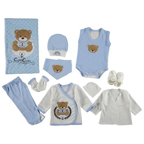 CC-855 Bebe Tüylü Ayı 8 Parça Lüx Zıbın Set 0-3 Ay