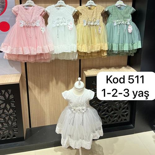 Leydi Lina 511 Kız Çocuk Tüllü Çiçekli Elbise 1-3 Yaş