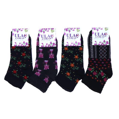 Ulaç Bayan Desenli Likralı Mevsimlik Uzun Konç Patik Çorap