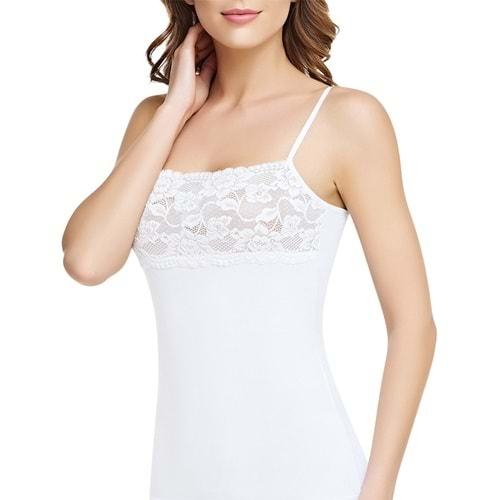 Tutku 0147 Bayan Elastan Geniş Dantelli İnce Askılı Atlet