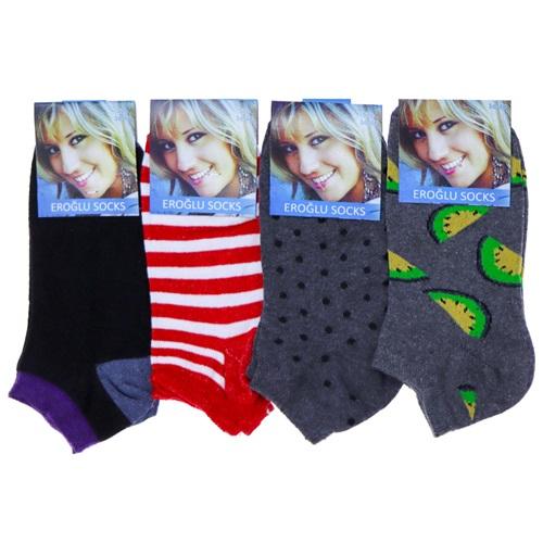 Eroğlu 4439 Bayan Likralı Desenli Mevsimlik Patik Çorap