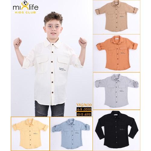 Mixlife 6510 Erkek İki Cep Düğmeli Keten Takım 10-13 Yaş