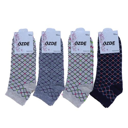Özde 6807 Bayan Likralı Desenli Mevsimlik Patik Çorap