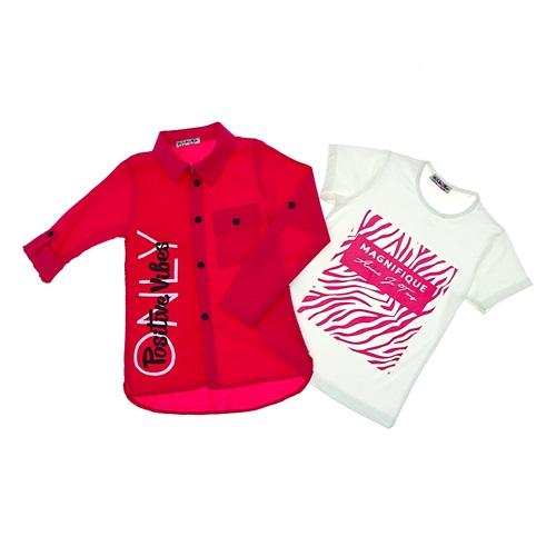 Güldür 9206 Kız Çocuk Bürümcük Baskılı Keten 2 Li Takım 13-16 Yaş