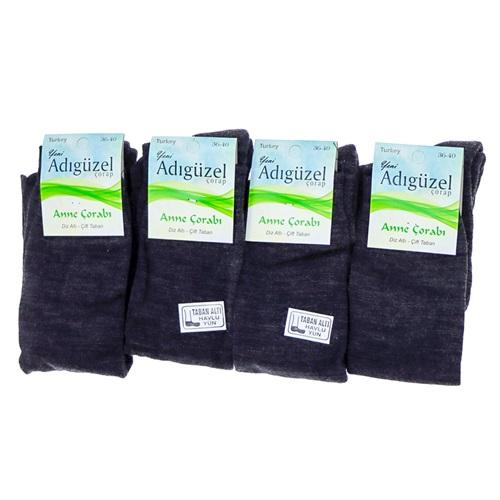 Adıgüzel Bayan Anne Taban Altı Havlu Yün Dizaltı Çorap 6 Lı