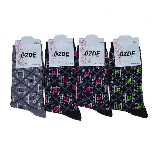 Özde 6807 Bayan Likralı Desenli Mevsimlik Soket Çorap