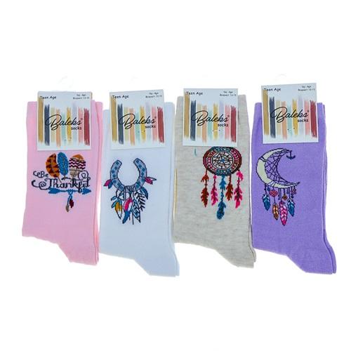 Baleks Kız Çocuk Likralı Desenli Soket Çorap