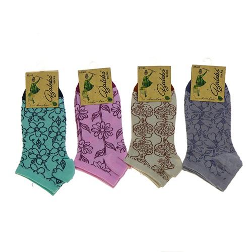 Baleks 7732 Bayan Bambu Dikişsiz Likralı Desenli Kutulu Patik Çorap