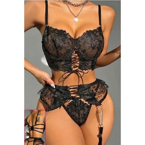 For Dreams 8451 Bağcıklı Fantazi Jartiyer Takım