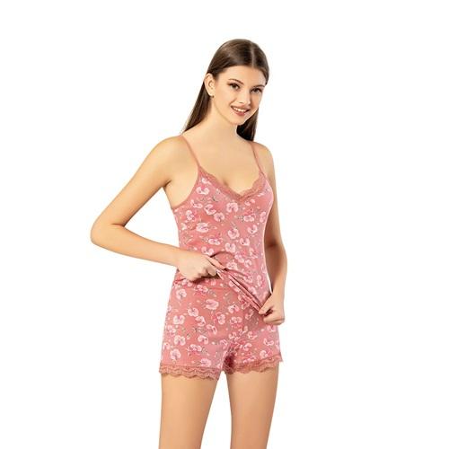 Kota 7100-4 Bayan Desenli Şortlu İp Asklı Takım