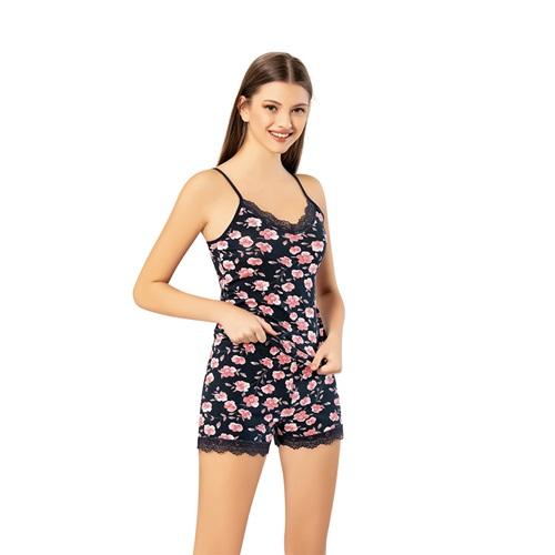 Kota 7100-10 Bayan Desenli Şortlu İp Asklı Takım