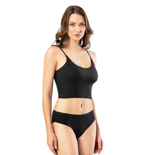 Kota 6436 Bayan Kaşkorse Tırnak Dantelli İp Askılı Pedli Krop