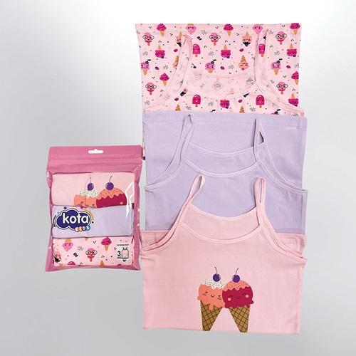 Kota Kids 3423 Kız Çocuk 3 Lü Baskılı İp Asklı Atlet