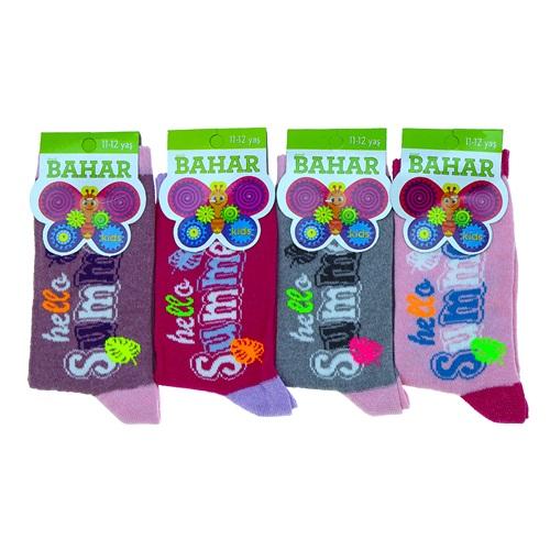Bahar Kız Çocuk Likralı Desenli Mevsimlik Soket Çorap