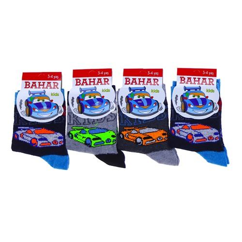 Bahar 3012 Erkek Çocuk Likralı Desenli Mevsimlik Soket Çorap