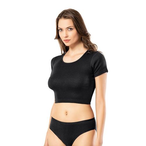 Kota 6444 Bayan Penye Raporlu Yarım Kollu Krop