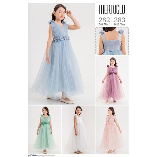 Mertoğlu 282 Kız Çocuk Ön Tüllü Baskılı Abiye 5-8 Yaş