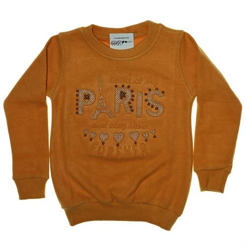 3029 Paris Gofret İnci Baskılı Selanik Kız Sweatshirt 9-12 Yaş