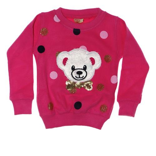 1013 Pano Panda Nakış Selanik Kız Sweat 1-4 Yaş